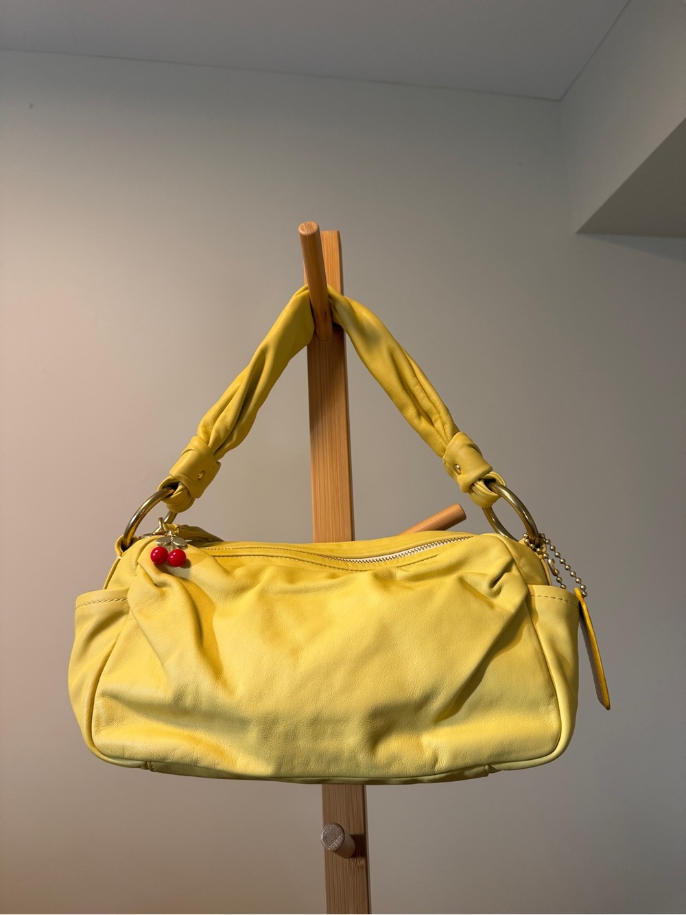 Coach Yellow Soft Leather Shoulder Bag authentic